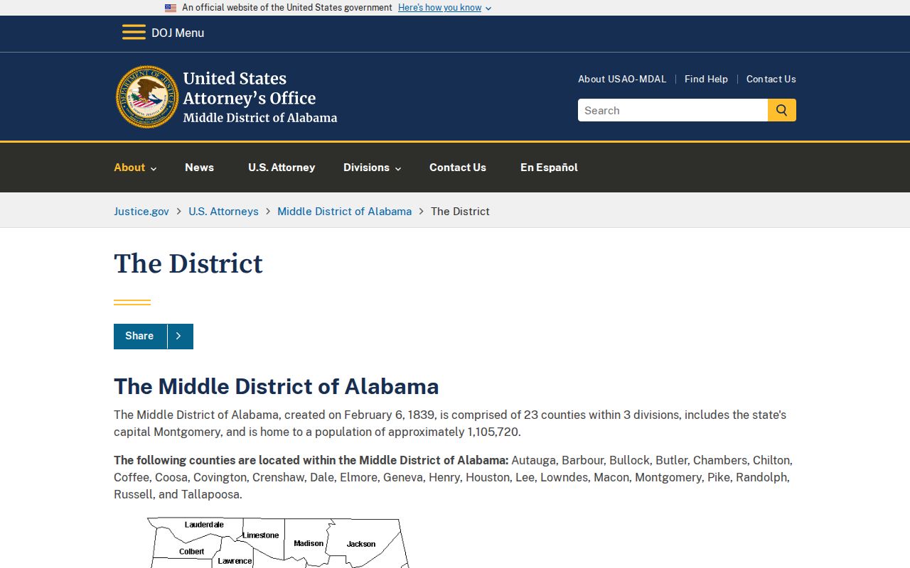 Barbour County arrest records and court charges DOJ Middle District description