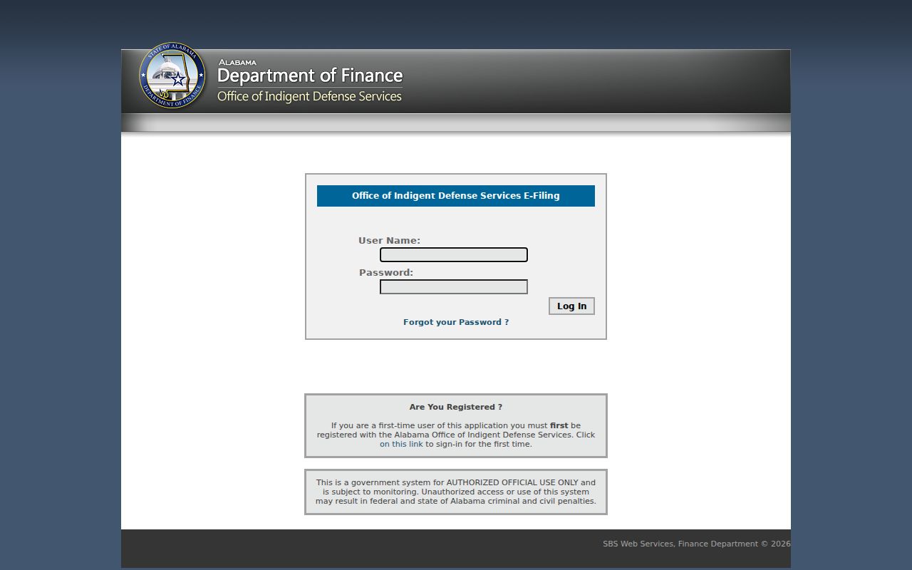 Barbour County criminal court records indigent defense e-filing portal