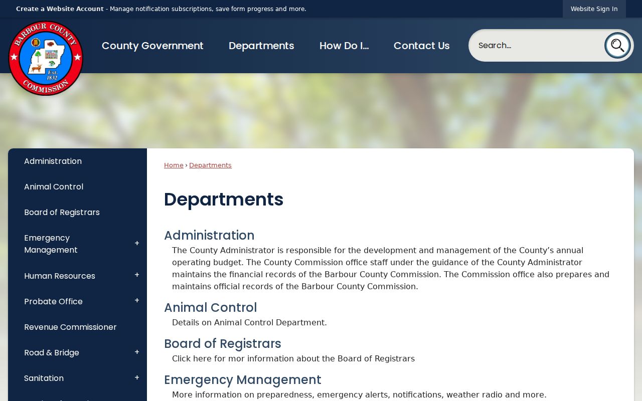 Barbour County court records county departments page
