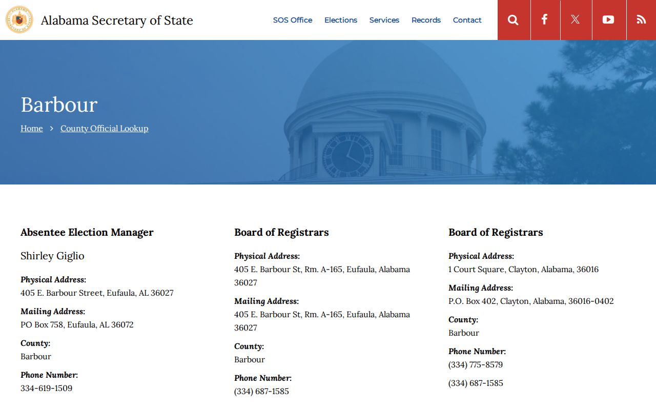 Barbour County court records Secretary of State county official lookup
