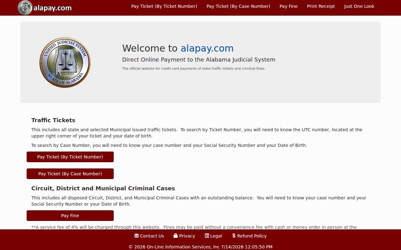 Barbour County traffic court records AlaPay citation payment screenshot